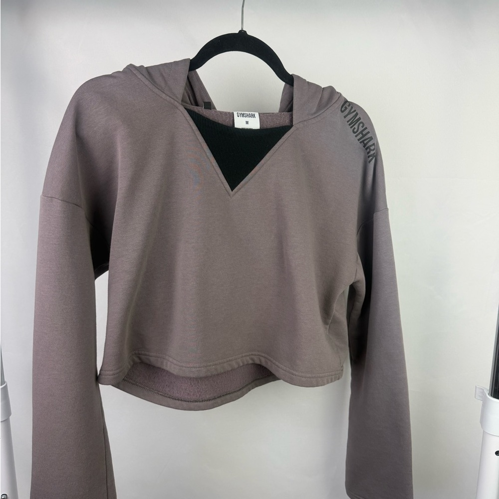 Gymshark Women's Gray Cropped Hoodie‎ - Medium